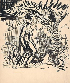 Ink On Cardboard Prints: Temptation, 1940-1944. Creator: Arnold Peter Weisz-Kubincan