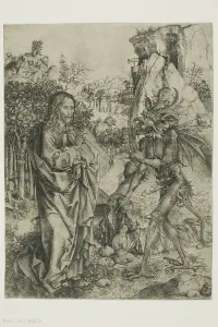 Tempted Prints: The Temptation of Christ, c. 1475. Creator: Master of the Strache Altar