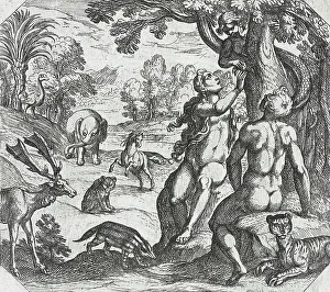 Unicorn Prints: The Temptation of Eve, 16th century. Creator: Antonio Tempesta