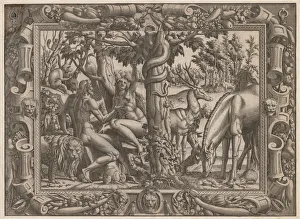 The Temptation of Eve, c. 1545 / 1547. Creator: Jean Mignon (French)
