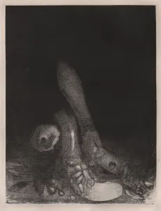 Odilon Redon French Prints: The Temptation of St. Anthony: Flowers Fall and the Head of a Python Appears, 1896