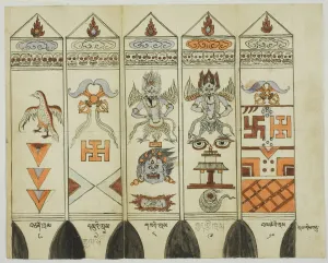 Gods Gallery: Part of a Ten-Piece Set of Printed Ritual Stakes (Khram Shing), Mongolia
