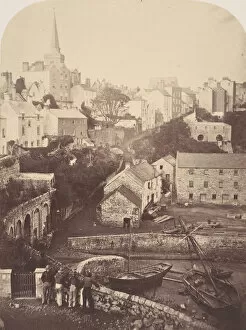 Fishing Village Gallery: Part of Tenby Town and Harbour, 1853. Creator: George B. Stokes