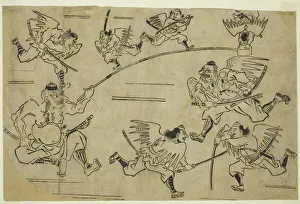 Wings Collection: The Tengu King Training his Pupils, c. 1690. Creator: Hishikawa Moronobu