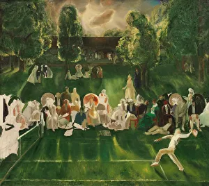 Tennis Court Prints: Tennis Tournament, 1920. Creator: George Wesley Bellows