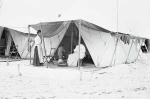 Holidaymakers Prints: Tent City, Rockaway, 1910. Creator: Bain News Service