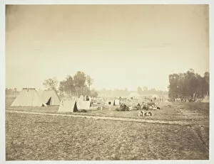 Albumen Print From The Album Souvenirs Du Camp De Chlons Gallery: Tents and Military Gear, Camp de Chalons, 1857. Creator: Gustave Le Gray