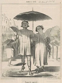 Fans Prints: Tenue de canicule, 19th century. Creator: Honore Daumier