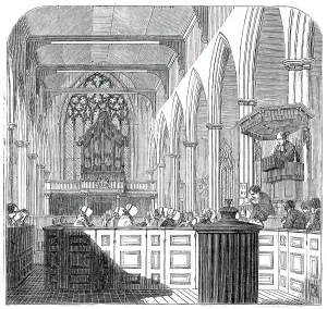 Parson Prints: Tercentenary Service at the Dutch Church, Austin Friars, 1850. Creator: Unknown