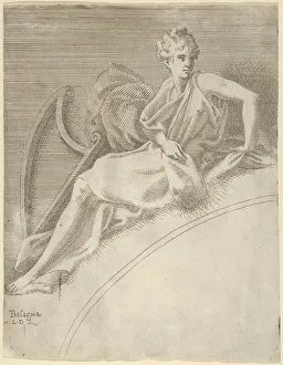 Davent Leon Prints: Terpsichore, from the series Twelve Muses and Goddesses, ca. 1542-45. Creator: Leon Davent