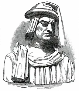 M Angelo Prints: Terra Cotta Bust of Lorenzo de Medici, by Michael Angelo, 1850. Creator: Unknown