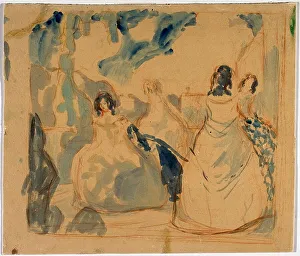 On the terrace, 1901. Artist: Borisov-Musatov, Viktor Elpidiforovich (1870-1905) On the terrace, 1901. Artist: Borisov-Musatov, Viktor Elpidiforovich (1870-1905)