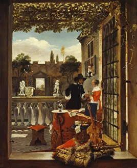 Balustrade Collection: The Terrace, c. 1660. Creator: Unknown