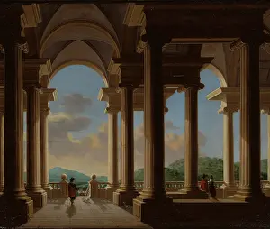 High Ceiling Prints: Terrace with a Colonnade-Architectural Study, 1656. Creator: Daniel de Blieck