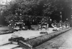 Terrace near the house, Pavilion Colombe, St. Brice, chateau near Paris, France, c1910 - 1925. Creator: Frances Benjamin Johnston