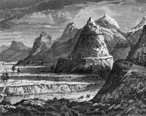 British Columbia Prints: Terraces of the Fraser River, British Columbia, Canada, 19th century. Artist: Bellel