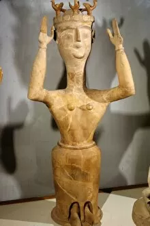 Archaeological Collection: Terracotta Goddess from shrine at Karphi, Lassithi, Crete, c12th century BC