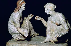 Terracotta group of knucklebone (astragalos) players, Hellenistic Greek, c330-c300 BC Terracotta group of knucklebone (astragalos) players, Hellenistic Greek, c330-c300 BC