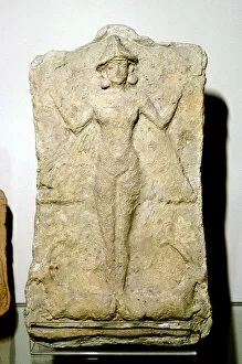 Astarte Gallery: Terracotta relief of the goddess Astarte (Inanna) standing on two animals