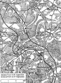 Military Campaign Prints: Terrain de l'operation combinee franco-britannique de part et d'autre de Combles