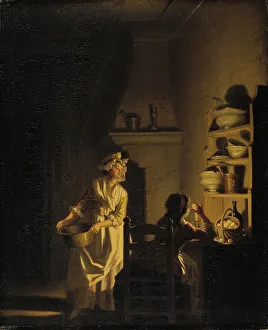 Pehr 1732 1816 Collection: Testing Eggs. Interior of a Kitchen