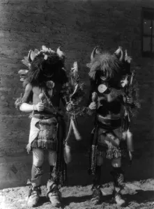 Tewa Prints: Tesuque buffalo dancers, c1927. Creator: Edward Sheriff Curtis