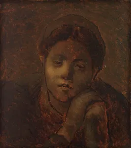 Wood Material Prints: Tête de paysanne, étude, 1872. Creator: Jean Francois Millet