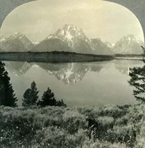 Tranquility Gallery: The Teton Mountains across Jackson Lake, near Yellowstone Nat. Park, Wyo. c1930s