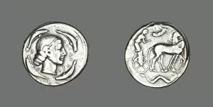 Charioteer Gallery: Tetradrachm (Coin) Depicting Arethusa, 474-450 BCE. Creator: Unknown