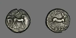 Tetradrachm (Coin) Depicting a Biga of Mules, 476-396 BCE. Creator: Unknown