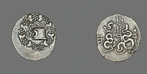 2nd Century Bc Collection: Tetradrachm (Coin) Depicting a Cista with Snake, 133-67 BCE. Creator: Unknown