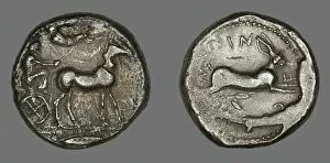 Mules Collection: Tetradrachm (Coin) Portraying Biga with Mules, 484-476 BCE. Creator: Unknown