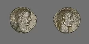 Billon Gallery: Tetradrachm (Coin) Portraying Emperor Tiberius, 14-37 CE. Creator: Unknown