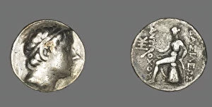 Grey Background Collection: Tetradrachm (Coin) Portraying King Antiochus III The Great, 223-187 BCE. Creator: Unknown