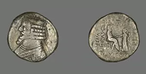 Grey Background Collection: Tetradrachm (Coin) Portraying King Phraates IV, 38-3 BCE. Creator: Unknown