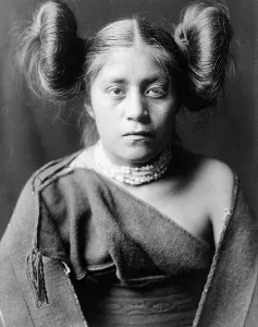 Tewa Prints: A Tewa girl, c1906. Creator: Edward Sheriff Curtis