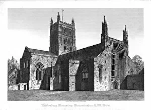 Benedictine Gallery: Tewkesbury Monastery, Gloucestershire, N. W. View, early 19th century. Creator: John Coney