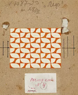 Constructivism Gallery: Textile Design in Orange and White, Early 1920s. Creator: Popova, Lyubov Sergeyevna (1889-1924)