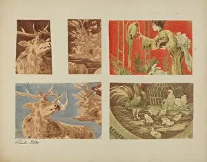 Deer Collection: Four Textile Samples, c. 1940. Creator: Pearl Gibbo