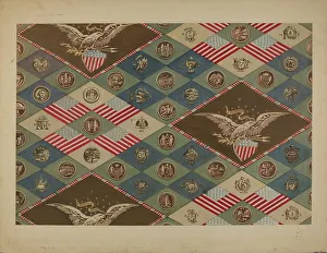 Presidents Prints: Textile (State Emblems), c. 1937. Creator: Angelo Bulone