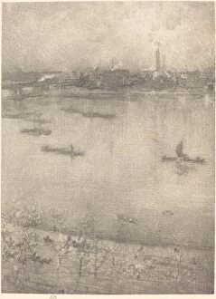Lithograph In Black On Wove Paper Collection: The Thames, 1896. Creator: James Abbott McNeill Whistler