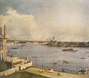 The Thames and the City of London from Richmond House, Whitehall, Westminster, c1747