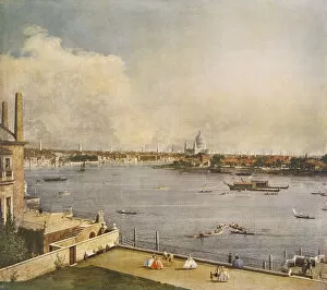 Pauls Cathedral Gallery: The Thames and the City of London from Richmond House, Whitehall, Westminster, c1747