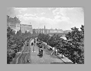 Embankment Prints: The Thames Embankment, from Charing Cross Station, London, c1900. Artist: York & Son