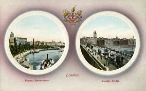 London Bridge Gallery: The Thames Embankment and London Bridge, London, 1909. Creator: Unknown