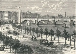 The Thames Embankment, showing Cleopatras Needle, 1896