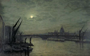 Pauls Cathedral Gallery: The Thames by moonlight with Southwark Bridge, 1884. Artist: John Atkinson Grimshaw