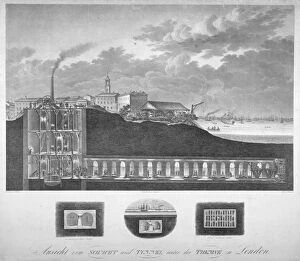 Cross Section Gallery: The Thames Tunnel under construction, London, c1835