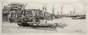 Tonalism Prints: Thames Warehouse, 1871. Creator: James McNeill Whistler (American, 1834-1903)