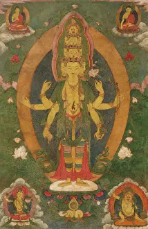 Buddha Prints: Thangka of the eleven-headed Avalokiteshvara, 19th century. Creator: Tibetan culture